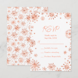 Roze Gouden Sneeuwvlokken Winter RSVP Kaartje