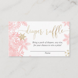 Roze gouden snowflake baby shower luidop informatiekaartje