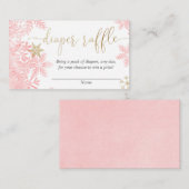 Roze gouden snowflake baby shower luidop informatiekaartje (Voorkant / Achterkant)
