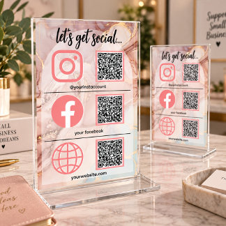 Roze Gouden Social Media Bord Business Tafelkaart Kaart