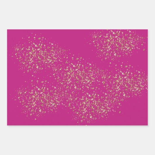 Roze Gouden Sparkle Confetti Verjaardag Inpakpapier Vel (Voorkant 3)