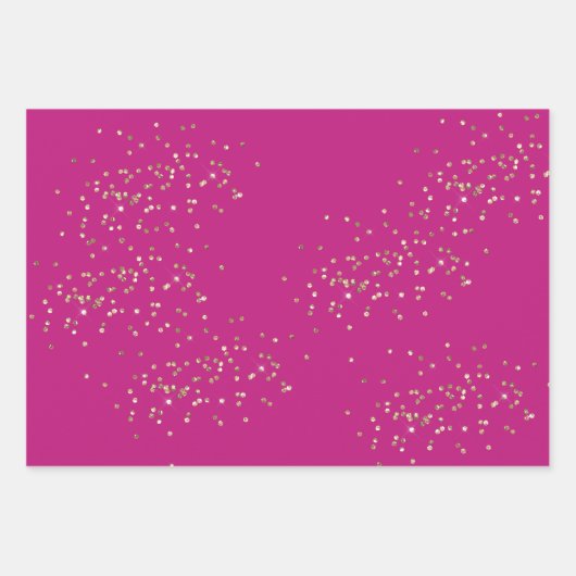 Roze Gouden Sparkle Confetti Verjaardag Inpakpapier Vel (Voorkant)