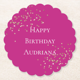 Roze Gouden Sparkle Confetti Verjaardag Kartonnen Onderzetters