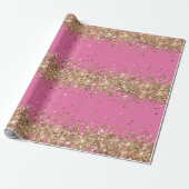 Roze Gouden Sparkle Glitter Cadeaupapier (Uitgerold)