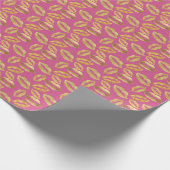 Roze Gouden Sparkle Glitz Lips Kusses Cadeaupapier (Hoek)