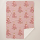 Roze Gouden Sparkle Kerstboom Sherpa Deken (Voorkant)