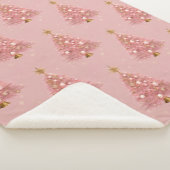 Roze Gouden Sparkle Kerstboom Sherpa Deken (3/4)