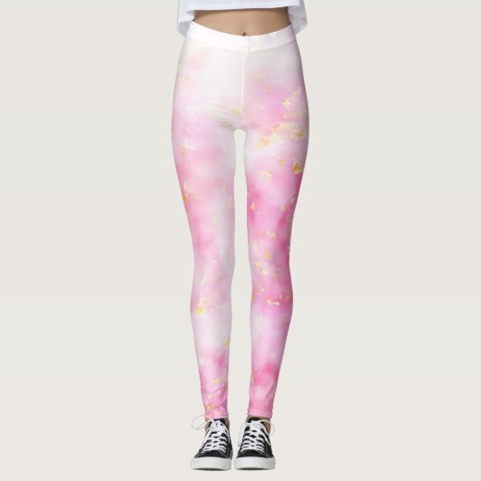Roze Gouden Sparkle Leggings (Voorkant)