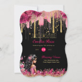 ROZE Gouden Sparkles Quinceanera Jurk Bloemen Roze Kaart (Voorkant)