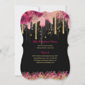 ROZE Gouden Sparkles Quinceanera Jurk Bloemen Roze Kaart (Achterkant)