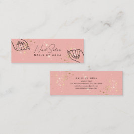 Roze Gouden Specks Hand Nail Salon Mini Visitekaartje