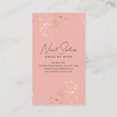 Roze Gouden Specks Hand Nail Salon Visitekaartje (Achterkant)