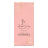 Roze Gouden Specks Nail Salon prijslijst Reclamekaart (Achterkant)
