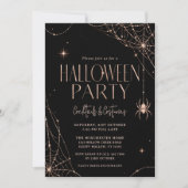 Roze Gouden Spinneweb Halloween-feest Kaart (Voorkant)