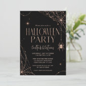Roze Gouden Spinneweb Halloween-feest Kaart (Staand voorkant)