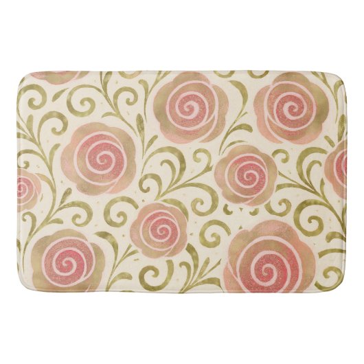 Roze & Gouden Sprookjes Prinsesrozen Badmat (Voorkant)