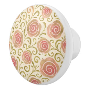 Roze & Gouden Sprookjesboek Prinsessenrozen Keramische Knop