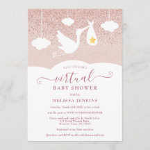 Roze Gouden Ster Ooievaar Glitter Virtuele Baby Sh