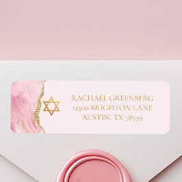 Roze gouden ster van David Bat Mitswa Etiket