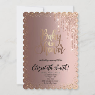 Roze gouden, sterren Baby Shower Uitnodiging