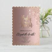 Roze gouden, sterren Baby Shower Uitnodiging (Staand voorkant)