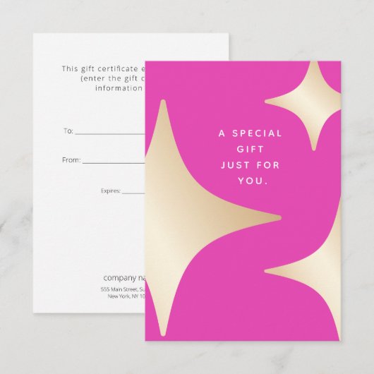 Roze gouden sterren Cadeaubon (Voorkant / Achterkant)