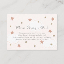 Roze gouden sterren en wolken neem een boek mee informatiekaartje
