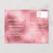 Roze gouden sterren Fotoaankondiging Afstuderen Uitnodiging Briefkaart (Achterkant)