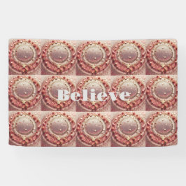Roze Gouden Sterren Gouden Glitter Geloof Banner