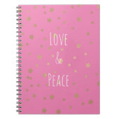 Roze gouden sterren liefde en vrede notitieboek (Voorkant)