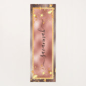 Roze gouden sterren naam script glamor yogamat (Achterkant)