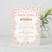 Roze Gouden Sterren Twinkle Baby Sprinkle 3745 Kaart (Staand voorkant)