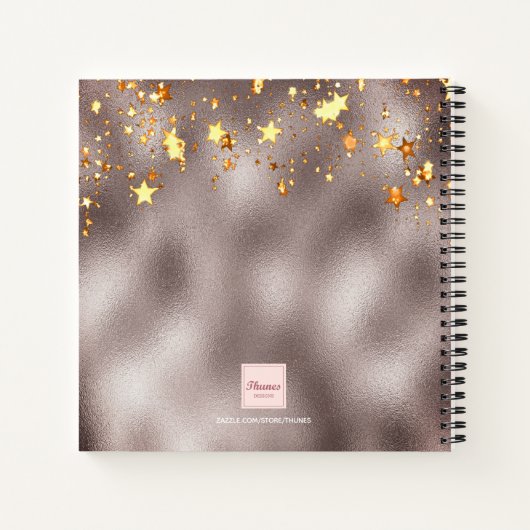 Roze gouden sterren zakelijk monogram 2025 notitieboek (Achterkant)