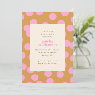 Roze Gouden Stip Retro Moderne Baby Shower Kaart