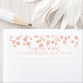 Roze Gouden Stippen Baby shower Adreslabel Etiket (Insitu)