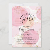 Roze & Gouden Stippen Baby shower Invitation Kaart (Voorkant)