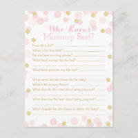 Roze Gouden Stippen Baby Shower Moeder Quiz
