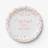 Roze Gouden Stippen Baby shower Papier Bord (Voorkant)