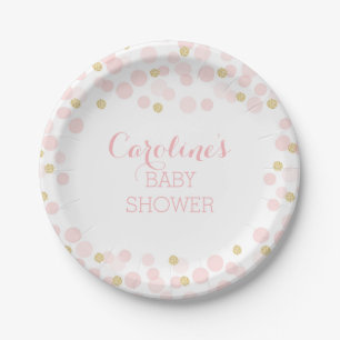 Roze Gouden Stippen Baby shower Papier Bord