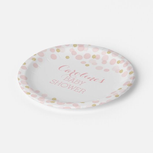 Roze Gouden Stippen Baby shower Papier Bord (Gekanteld)