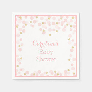 Roze Gouden Stippen Baby showers servet