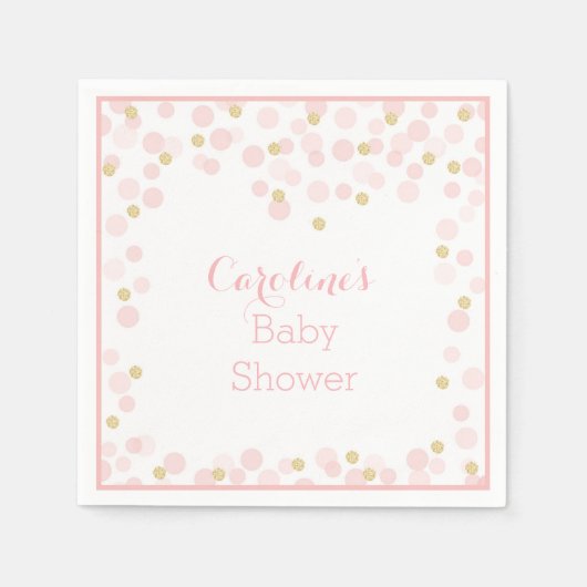 Roze Gouden Stippen Baby showers servet (Voorkant)