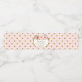 Roze Gouden Stippen Bloemen Water Flesje Etiket (Enkel label)