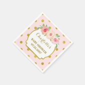 Roze Gouden Stippen Blush Bloemen Baby shower Servetten (Hoek)