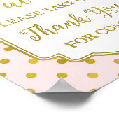Roze gouden Stippen Blush Floral Favors Sign Poster (Hoek)