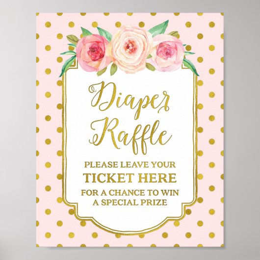 Roze gouden Stippen - Dappere Raffle Sign Poster (Voorkant)
