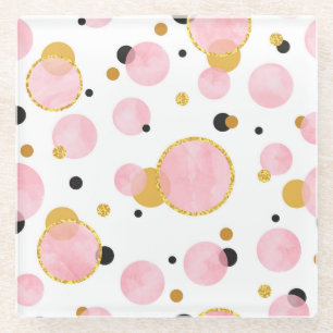 Roze gouden stippen, geometrische vintage. glazen onderzetter