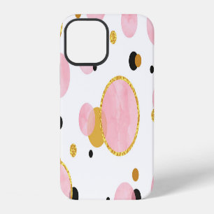Roze gouden stippen, geometrische vintage. iPhone 12 hoesje