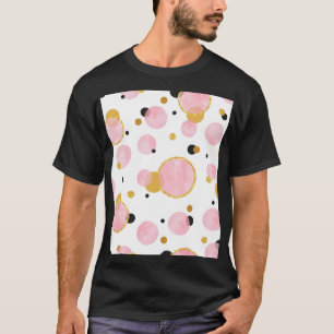 Roze gouden Stippen, geometrische Vintage. T-shirt