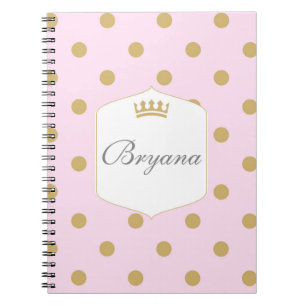 Roze & Gouden Stippen Koninklijke Kroon Prinses No Notitieboek